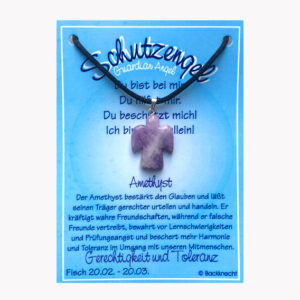 Anhänger Schutzengel Bestseller (große Karte) € 3,50/Stück VE=3/Set - Amethyst - Fisch VE=3