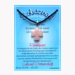 Anhänger Schutzengel Bestseller (große Karte) € 3,50/Stück VE=3/Set - Rosenquarz - Stier VE=3