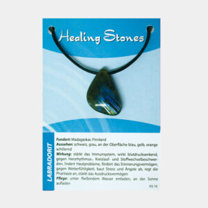 Healing Stones Edelsteinanhänger (große Karte) € 4,99/Stück VE=3/Set - Labradorit VE=3