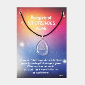 Anhänger Energie Amulett aus Bergkristall (große Karte) € 3,70/Stück VE=3/Set - Schützendes Auge VE=3