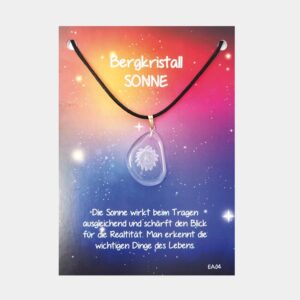 Anhänger Energie Amulett aus Bergkristall (große Karte) € 3,70/Stück VE=3/Set - Sonne VE=3