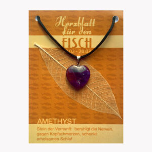 Anhänger Herzblatt Bestseller (große Karte) € 3,50/Stück VE=3/Set - Amethyst - Fisch VE=3