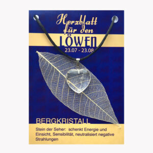 Anhänger Herzblatt Bestseller (große Karte) € 3,50/Stück VE=3/Set - Bergkristall - Löwe VE=3