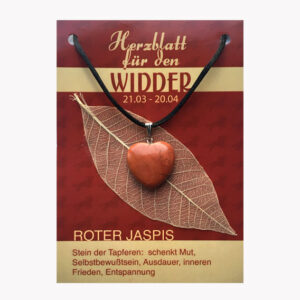 Anhänger Herzblatt Bestseller (große Karte) € 3,50/Stück VE=3/Set - Roter Jaspis - Widder VE=3