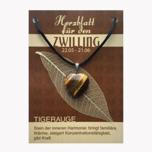 Anhänger Herzblatt Bestseller (große Karte) € 3,50/Stück VE=3/Set - Tigerauge - Zwilling VE=3