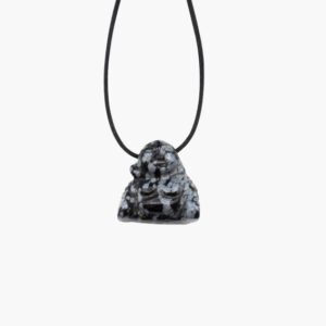 Anhänger Buddha gebohrt € 2,20/Stück VE=3 - Buddha gebohrt Schneeflockenobsidian (VE=3)