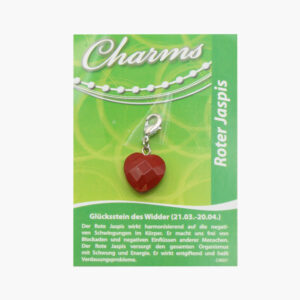 Kleine/Große GSK Charm Schutzengel und Herz (kleine Karte) € 2,75/Stück VE=3/Set - 477-07 Kleine Karte Charm Herz Roter Jaspis VE=3