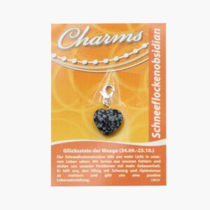 Kleine/Große GSK Charm Schutzengel und Herz (kleine Karte) € 2,75/Stück VE=3/Set - 477-10 Kleine Karte Charm Herz Schneeflockenobsidian VE=3