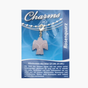 Kleine/Große GSK Charm Schutzengel und Herz (kleine Karte) € 2,75/Stück VE=3/Set - 479-09 Kleine Karte Charm Schutzengel Rosenquarz VE=3