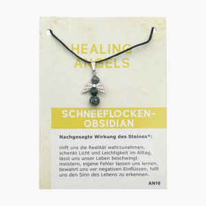 Anhänger Healing Angels Engel (große Karte) - 103-10 Healing Angels Schneeflockenobsidian AN10