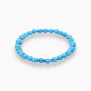 Edelstein Armband für Kinder zart Kugel 4 mm - 1739 Armband Kugel 4 mm Kinder Howlith blau gefärbt