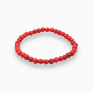 Edelstein Armband für Kinder zart Kugel 4 mm - 1740 Armband Kugel 4 mm Kinder Howlith rot gefärbt